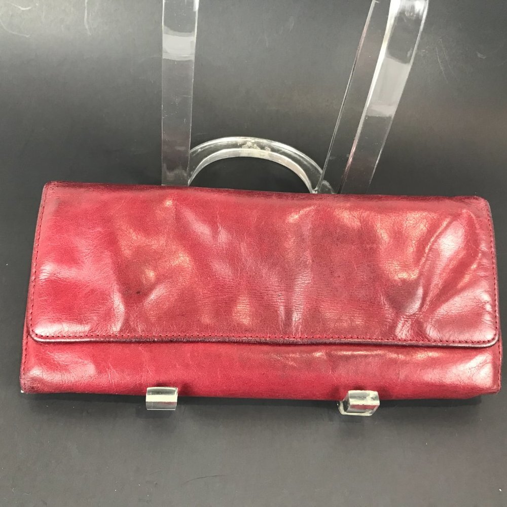 Red tri-fold leather HOBO wallet